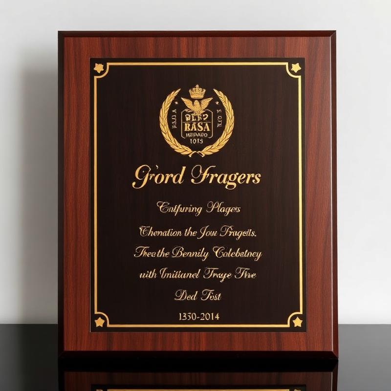 Placa de homenagem em madeira nobre