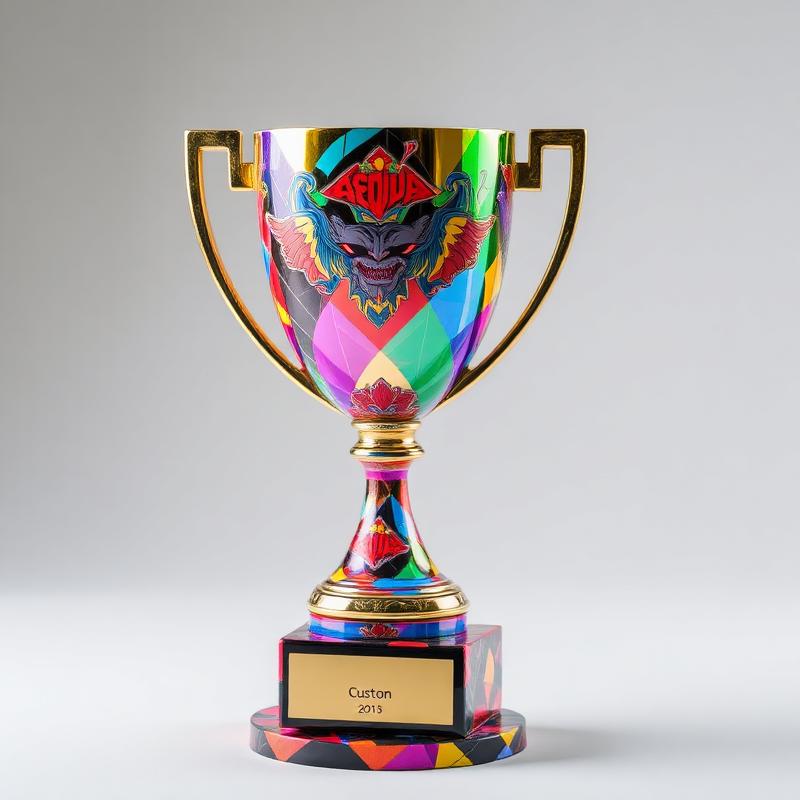 Troféu colorido com impressão UV