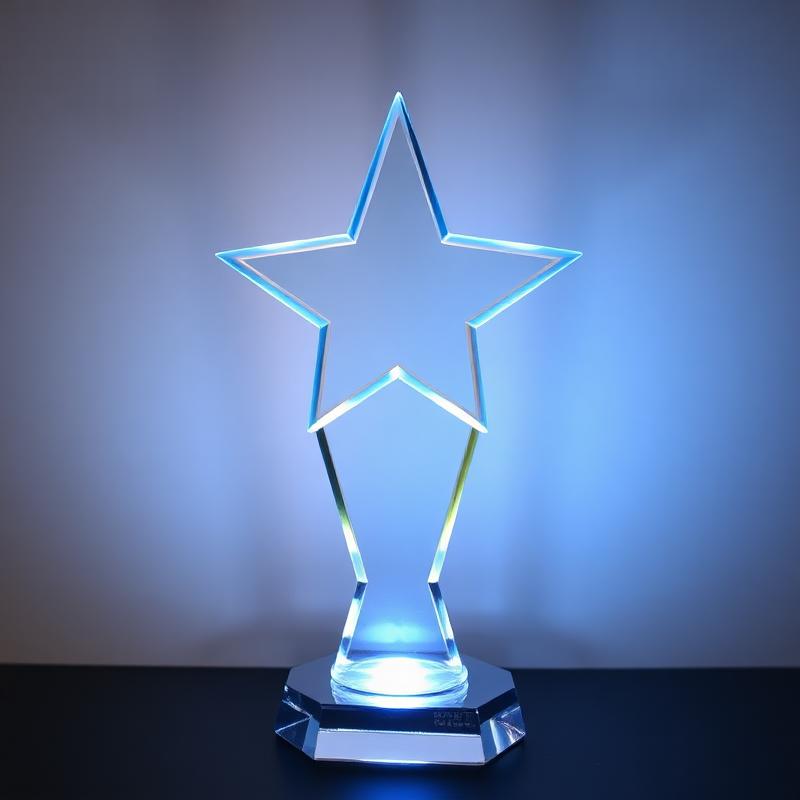 Troféu estrela em acrílico com LED