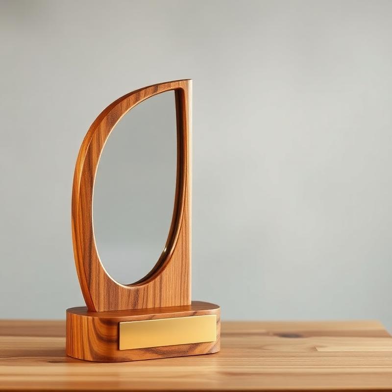Troféu de madeira com detalhe acrílico